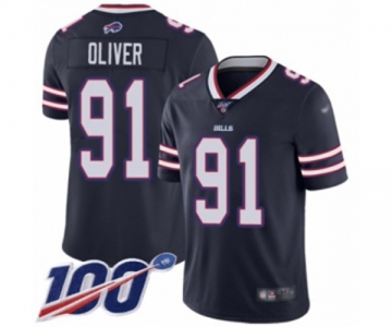 Men's Buffalo Bills #91 Ed Oliver Limited Navy Blue Inverted Legend 100th Season Football Jersey