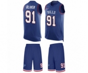 Men's Buffalo Bills #91 Ed Oliver Limited Royal Blue Tank Top Suit Football Jersey