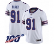 Men's Buffalo Bills #91 Ed Oliver White Vapor Untouchable Limited Player 100th Season Football Jersey