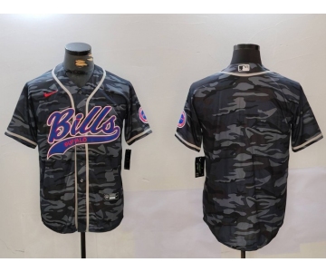 Men's Buffalo Bills blank Camo Team Cool Base Stitched Baseball Jersey