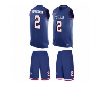 Men's Nike Buffalo Bills #2 Nathan Peterman Limited Royal Blue Tank Top Suit NFL Jersey