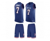 Men's Nike Buffalo Bills #7 Cardale Jones Limited Royal Blue Tank Top Suit NFL Jersey
