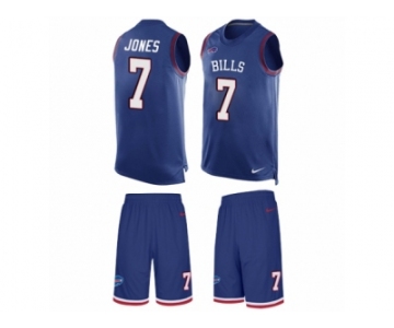 Men's Nike Buffalo Bills #7 Cardale Jones Limited Royal Blue Tank Top Suit NFL Jersey