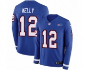 Nike Buffalo Bills #12 Jim Kelly Limited Royal Blue Therma Long Sleeve NFL Jersey