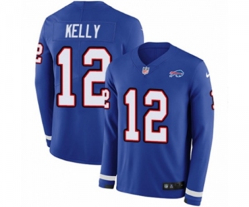 Nike Buffalo Bills #12 Jim Kelly Limited Royal Blue Therma Long Sleeve NFL Jersey