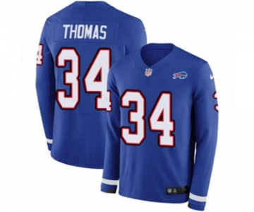Nike Buffalo Bills #34 Thurman Thomas Limited Royal Blue Therma Long Sleeve NFL Jersey