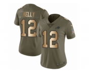 Women Nike Buffalo Bills #12 Jim Kelly Limited Olive Gold 2017 Salute to Service NFL Jersey