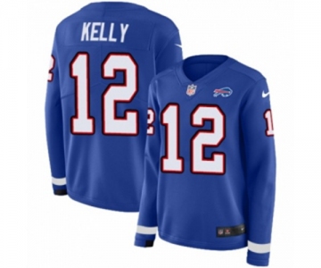 Women Nike Buffalo Bills #12 Jim Kelly Limited Royal Blue Therma Long Sleeve NFL Jersey