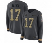 Women Nike Buffalo Bills #17 Josh Allen Limited Black Salute to Service Therma Long Sleeve NFL Jersey