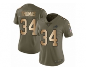 Women Nike Buffalo Bills #34 Thurman Thomas Limited Olive Gold 2017 Salute to Service NFL Jersey
