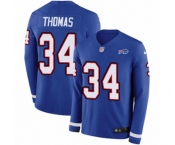 Women Nike Buffalo Bills #34 Thurman Thomas Limited Royal Blue Therma Long Sleeve NFL Jersey