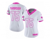 Women Nike Buffalo Bills #75 Eddie Yarbrough Limited White Pink Rush Fashion NFL Jersey
