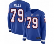 Women Nike Buffalo Bills #79 Jordan Mills Limited Royal Blue Therma Long Sleeve NFL Jersey