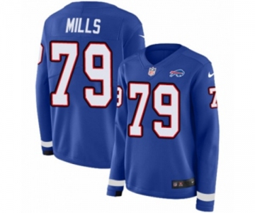 Women Nike Buffalo Bills #79 Jordan Mills Limited Royal Blue Therma Long Sleeve NFL Jersey