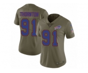 Women Nike Buffalo Bills #91 Cedric Thornton Limited Olive 2017 Salute to Service NFL Jersey