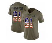 Women Nike Buffalo Bills #91 Cedric Thornton Limited Olive USA Flag 2017 Salute to Service NFL Jersey