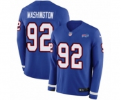 Women Nike Buffalo Bills #92 Adolphus Washington Limited Royal Blue Therma Long Sleeve NFL Jersey