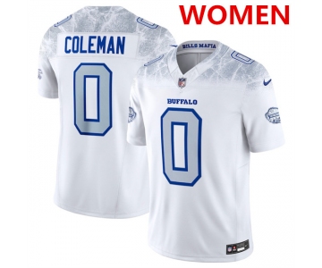 Women's Buffalo Bills #0 Keon Coleman White 2025 F.U.S.E. “Rivalries” Vapor Untouchable Football Stitched Jersey