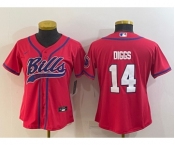 Women's Buffalo Bills #14 Stefon Diggs Red Stitched Cool Base Nike Baseball Jersey
