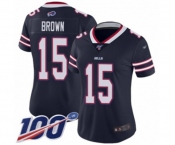 Women's Buffalo Bills #15 John Brown Limited Navy Blue Inverted Legend 100th Season Football Jersey