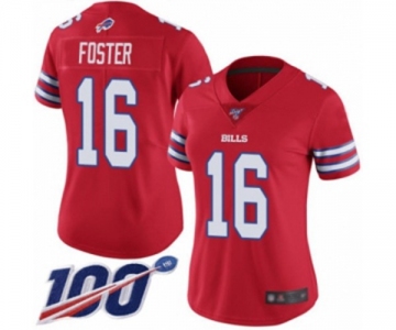 Women's Buffalo Bills #16 Robert Foster Limited Red Rush Vapor Untouchable 100th Season Football Jersey