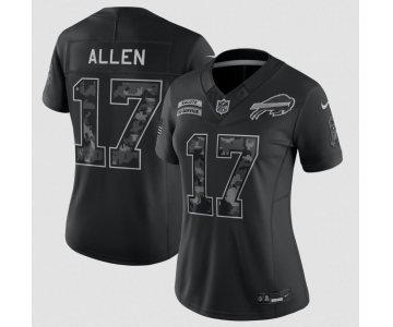 Women's Buffalo Bills #17 Josh Allen Black 2026 F.U.S.E. Salute to Service Limited Stitched Football Jersey