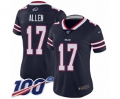 Women's Buffalo Bills #17 Josh Allen Limited Navy Blue Inverted Legend 100th Season Football Jersey