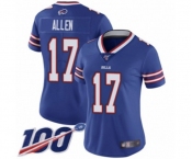 Women's Buffalo Bills #17 Josh Allen Royal Blue Team Color Vapor Untouchable Limited Player 100th Season Football Jersey