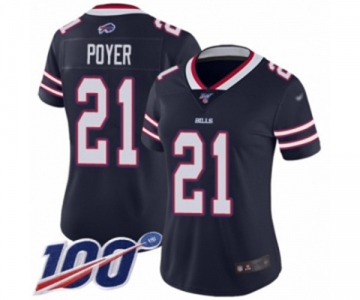 Women's Buffalo Bills #21 Jordan Poyer Limited Navy Blue Inverted Legend 100th Season Football Jersey