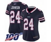 Women's Buffalo Bills #24 Taron Johnson Limited Navy Blue Inverted Legend 100th Season Football Jersey