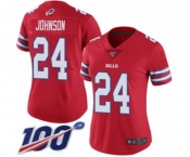Women's Buffalo Bills #24 Taron Johnson Limited Red Rush Vapor Untouchable 100th Season Football Jersey