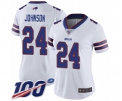 Women's Buffalo Bills #24 Taron Johnson White Vapor Untouchable Limited Player 100th Season Football Jersey