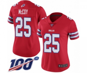 Women's Buffalo Bills #25 LeSean McCoy Limited Red Rush Vapor Untouchable 100th Season Football Jersey