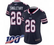 Women's Buffalo Bills #26 Devin Singletary Limited Navy Blue Inverted Legend 100th Season Football Jersey