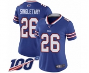 Women's Buffalo Bills #26 Devin Singletary Royal Blue Team Color Vapor Untouchable Limited Player 100th Season Football Jersey