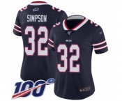 Women's Buffalo Bills #32 O. J. Simpson Limited Navy Blue Inverted Legend 100th Season Football Jersey