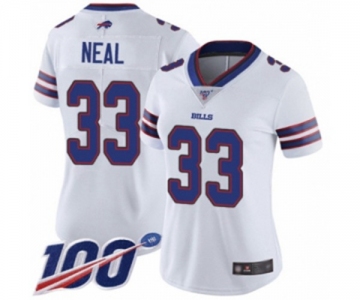Women's Buffalo Bills #33 Siran Neal White Vapor Untouchable Limited Player 100th Season Football Jersey