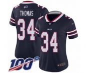 Women's Buffalo Bills #34 Thurman Thomas Limited Navy Blue Inverted Legend 100th Season Football Jersey