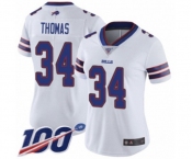 Women's Buffalo Bills #34 Thurman Thomas White Vapor Untouchable Limited Player 100th Season Football Jersey