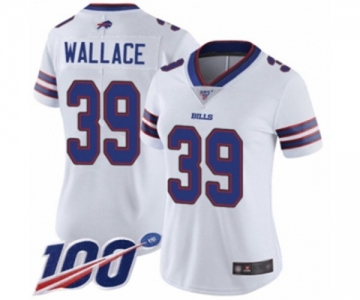 Women's Buffalo Bills #39 Levi Wallace White Vapor Untouchable Limited Player 100th Season Football Jersey