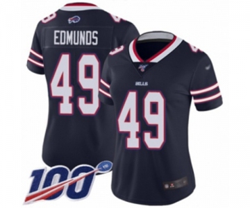 Women's Buffalo Bills #49 Tremaine Edmunds Limited Navy Blue Inverted Legend 100th Season Football Jersey