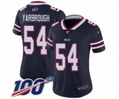Women's Buffalo Bills #54 Eddie Yarbrough Limited Navy Blue Inverted Legend 100th Season Football Jersey