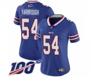 Women's Buffalo Bills #54 Eddie Yarbrough Royal Blue Team Color Vapor Untouchable Limited Player 100th Season Football Jersey