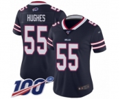 Women's Buffalo Bills #55 Jerry Hughes Limited Navy Blue Inverted Legend 100th Season Football Jersey