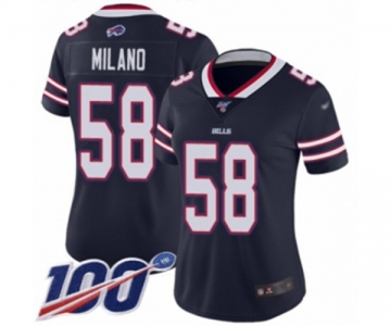 Women's Buffalo Bills #58 Matt Milano Limited Navy Blue Inverted Legend 100th Season Football Jersey