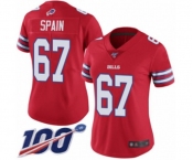 Women's Buffalo Bills #67 Quinton Spain Limited Red Rush Vapor Untouchable 100th Season Football Jersey