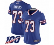 Women's Buffalo Bills #73 Dion Dawkins Royal Blue Team Color Vapor Untouchable Limited Player 100th Season Football Jersey