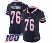 Women's Buffalo Bills #76 Jon Feliciano Limited Navy Blue Inverted Legend 100th Season Football Jersey