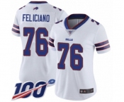 Women's Buffalo Bills #76 Jon Feliciano White Vapor Untouchable Limited Player 100th Season Football Jersey