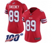 Women's Buffalo Bills #89 Tommy Sweeney Limited Red Rush Vapor Untouchable 100th Season Football Jersey